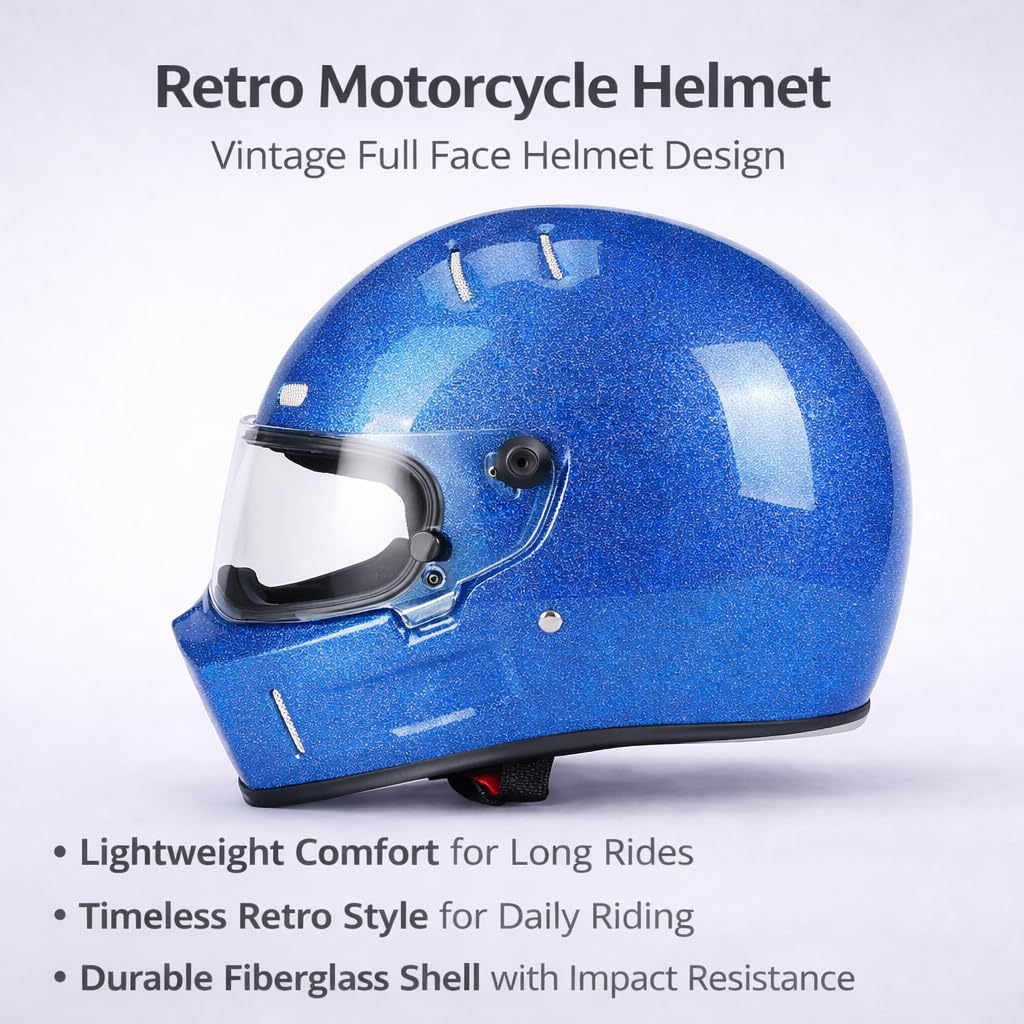 DOT Approved Fiberglass Full Face Motorcycle Helmet with Clear Visor J97926