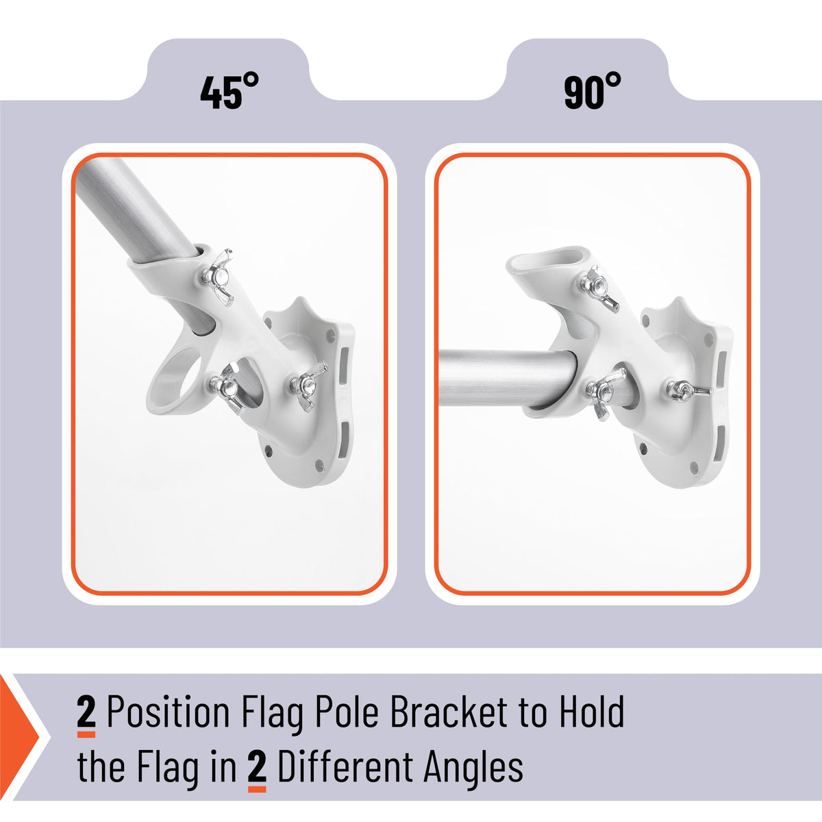 White Adjustable Flag Pole Holder 2 Pack Y3579