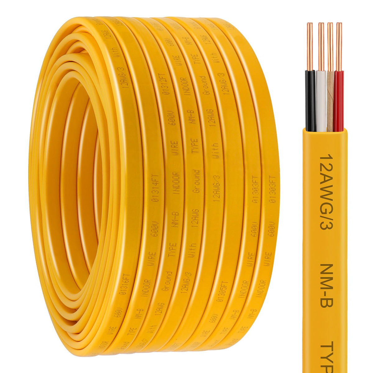 12 AWG 3 Conductor NM-B Wire with Ground 100FT G53242