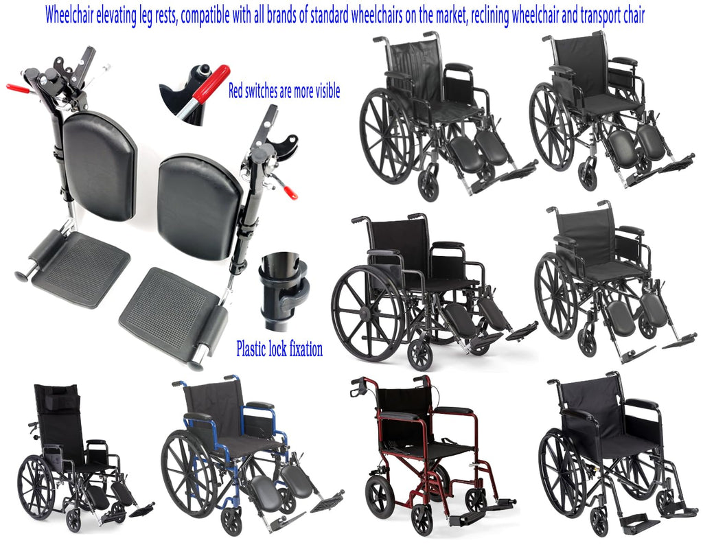 Wheelchair Elevating Leg Rests with Padded Calf Pad and Composite Footplates, 1 Pair U918
