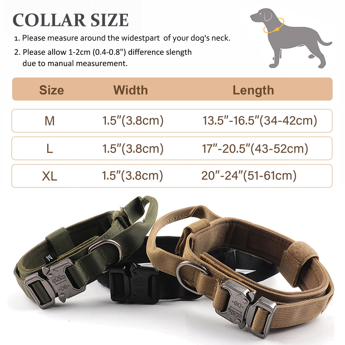 Adjustable Nylon Tactical Dog Collar B944799