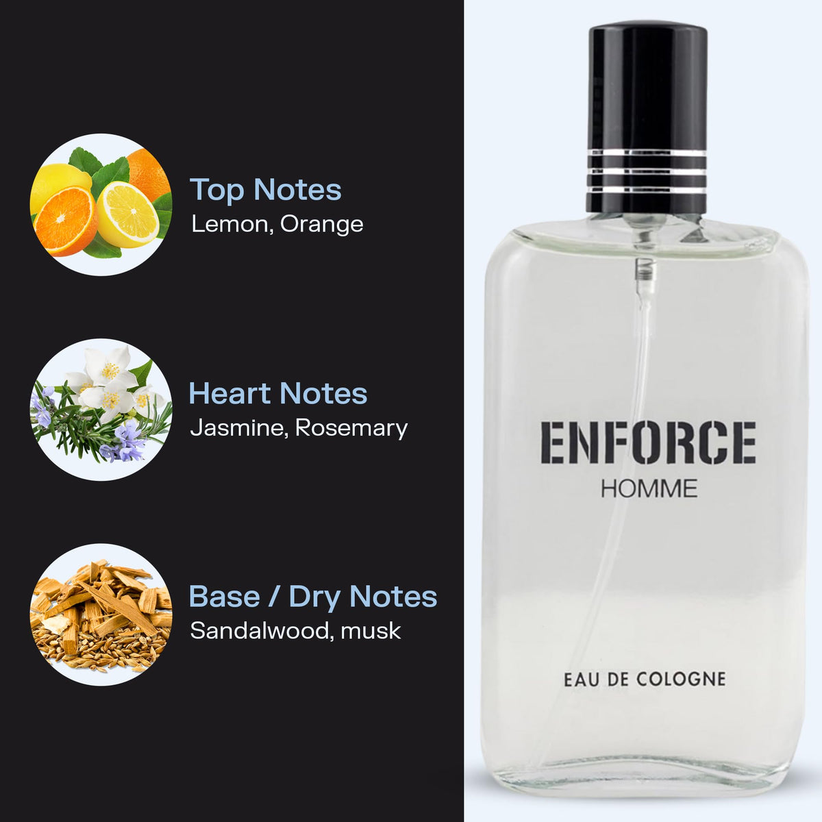 Eau de Toilette Spray Woody Sandalwood Citrus Musk 3.4 Fl Oz D8439