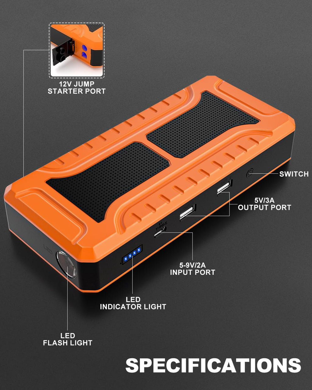 12V Portable Car Battery Jump Starter S56840