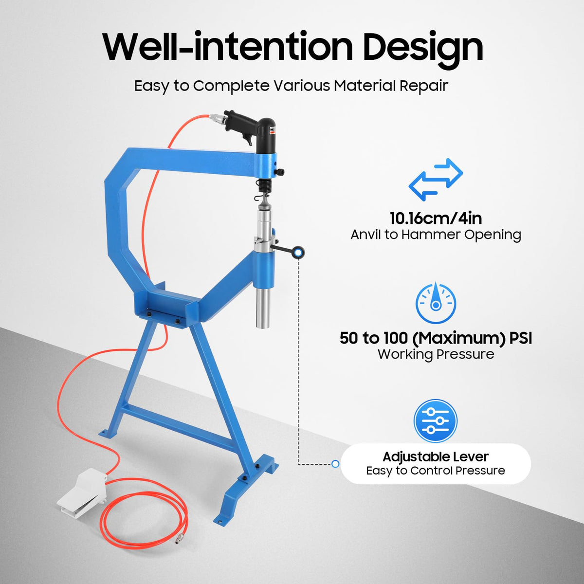 Pneumatic Planishing Hammer with 1"/2"/3" Anvil Dies H71149