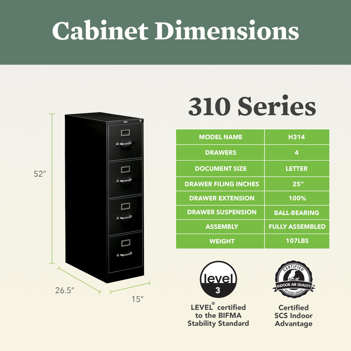 Black 4 Drawer File Cabinet Q50899
