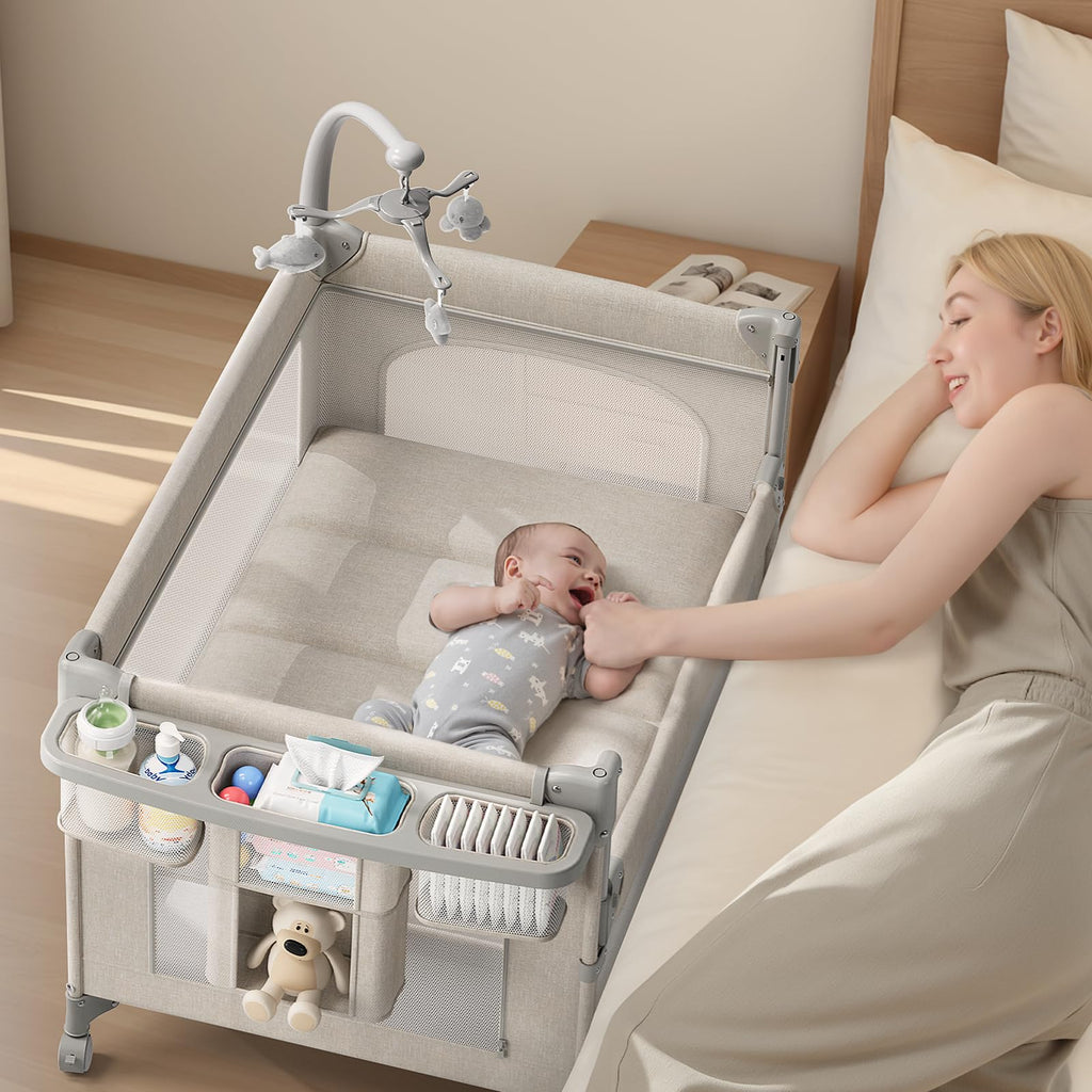 Baby Bassinet, Pack and Play, Bedside Crib Sleeper, Diaper Changer M638502
