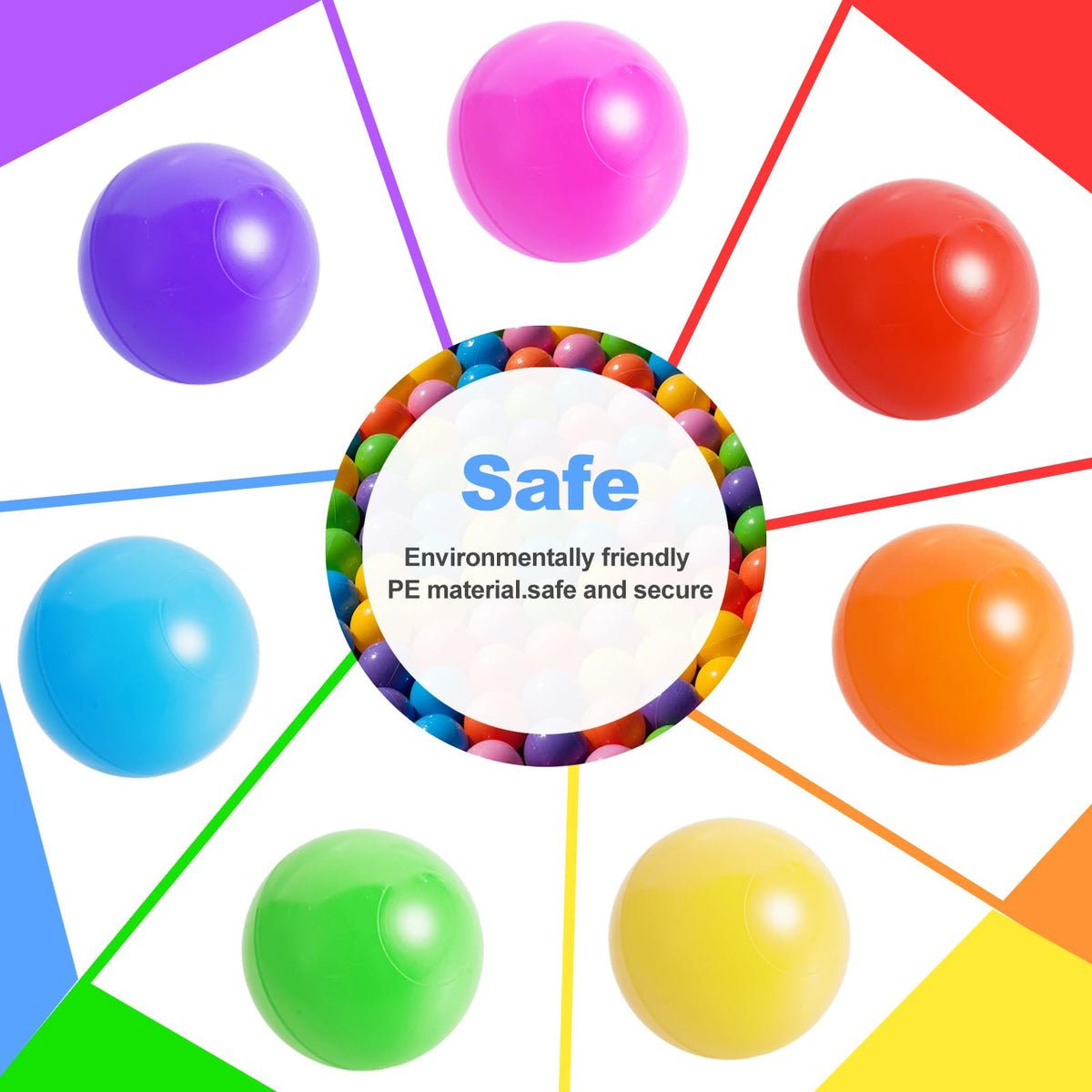 100pcs BPA Free Crush Proof Plastic Ball Pit Balls with Net Bag P99359