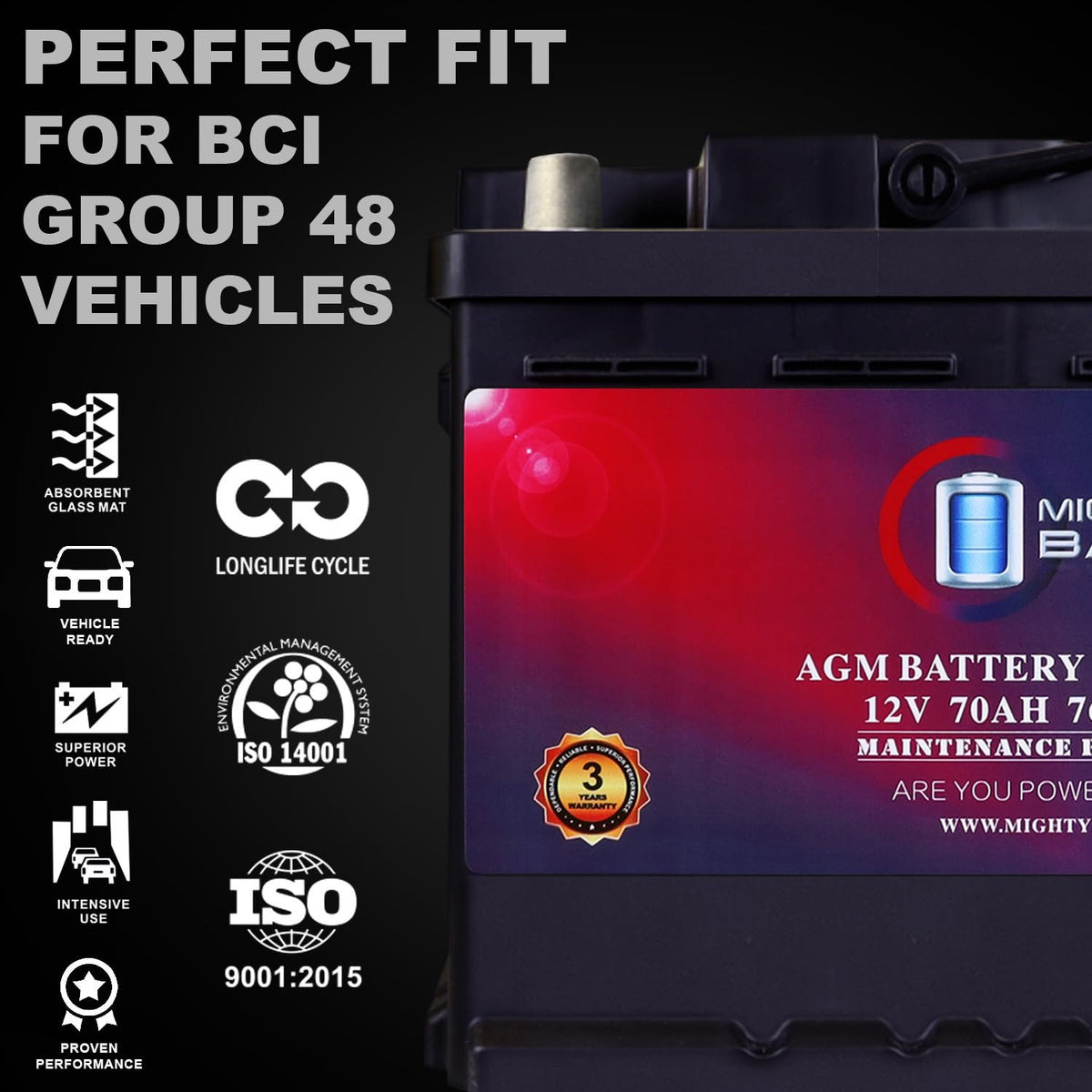 12V 70AH 760CCA Replacement Battery Y1371