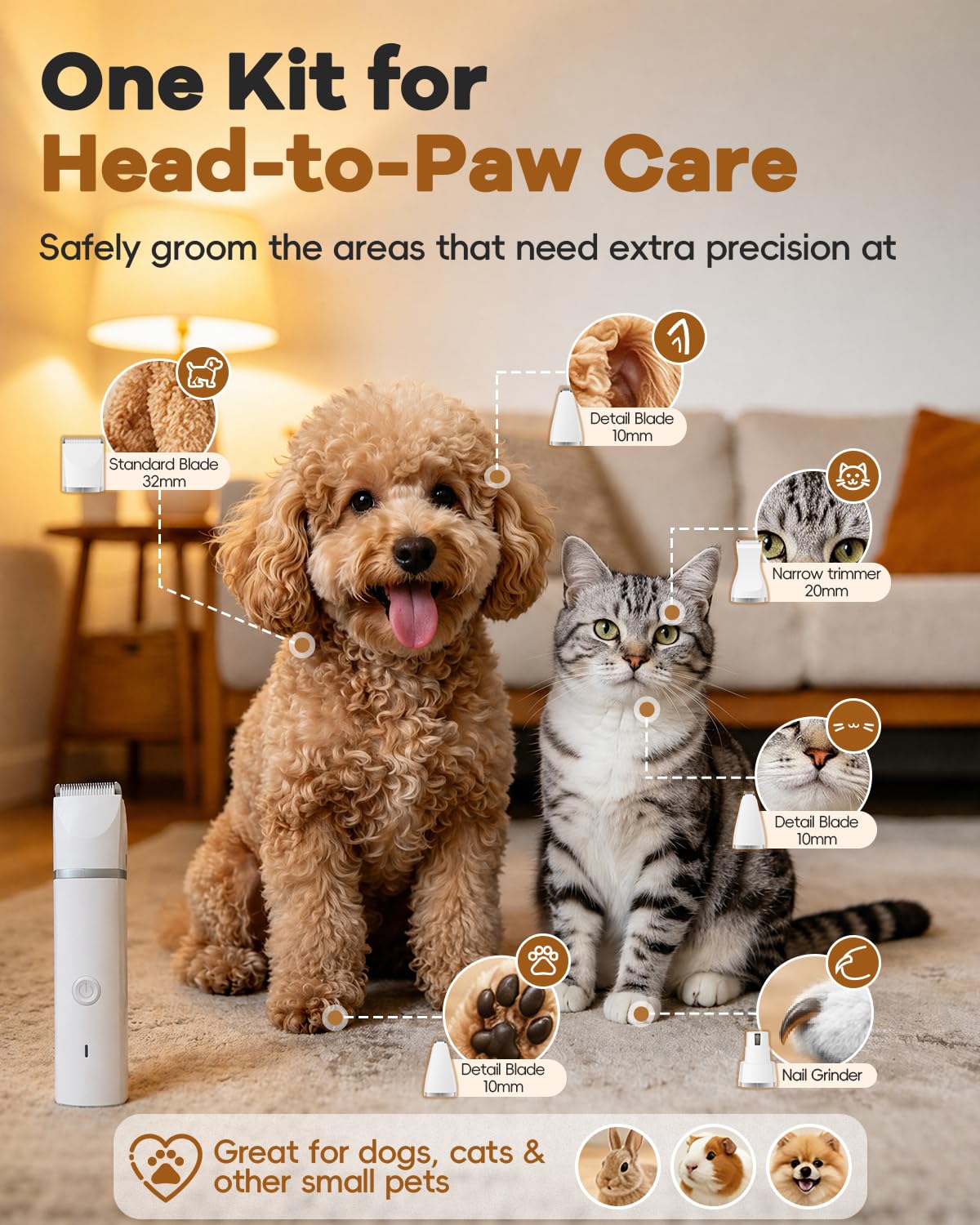 4 in 1 Dog Clippers Grooming Kit with Paw Hair Trimmer I991