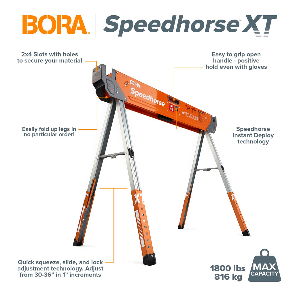 2 Pack Adjustable Folding Heavy Duty Sawhorse N509944