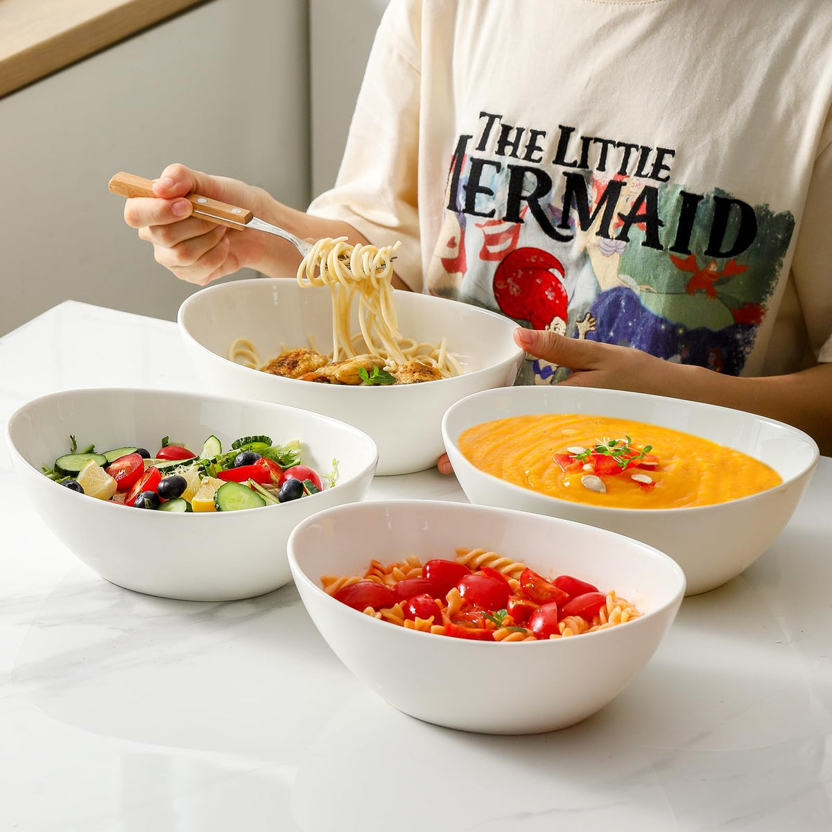 40 OZ Ceramic Salad Bowls Set of 4 X7011