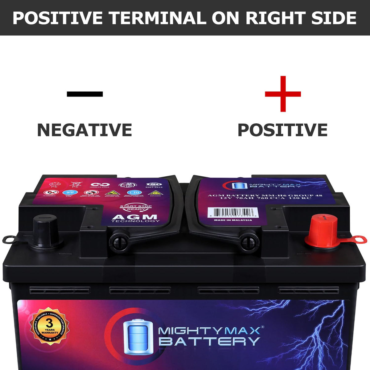 12V 70AH 760CCA Replacement Battery Y1371