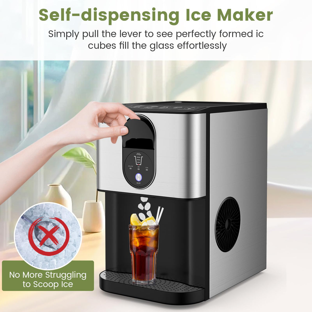 Self Dispensing Nugget Ice Maker Countertop 56Lbs/24H L256