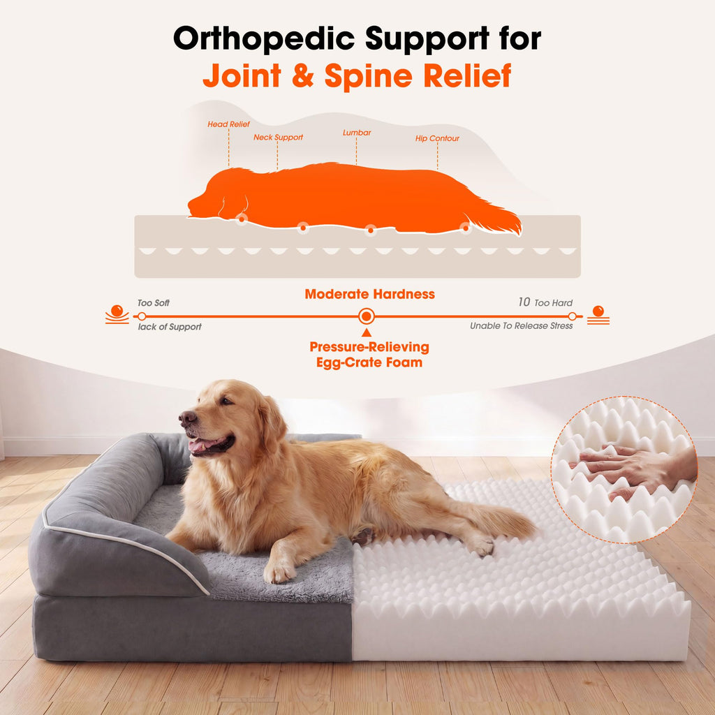 Waterproof Orthopedic Dog Bed with Bolster G3967