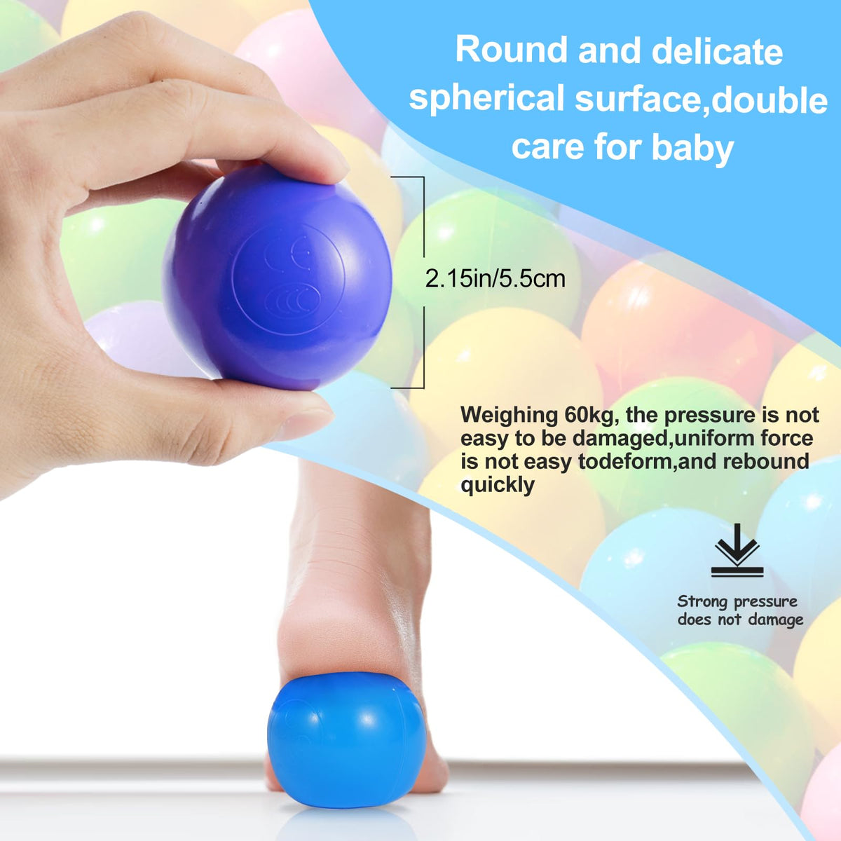 100pcs BPA Free Crush Proof Plastic Ball Pit Balls with Net Bag P99359