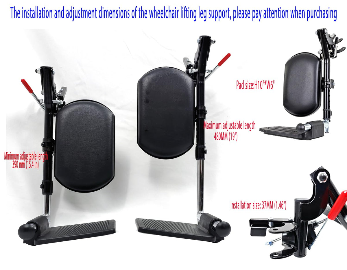 Wheelchair Elevating Leg Rests with Padded Calf Pad and Composite Footplates, 1 Pair U918