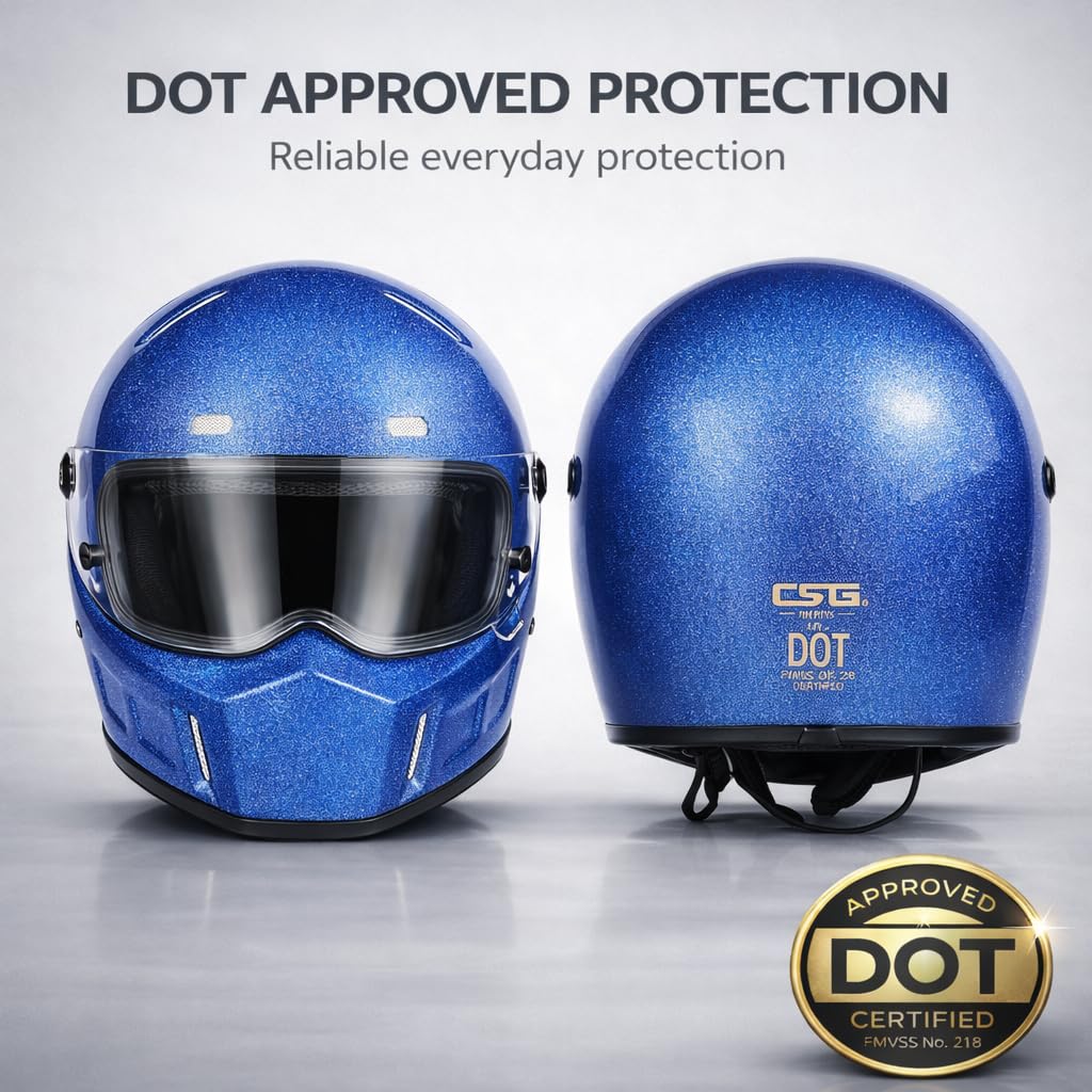 DOT Approved Fiberglass Full Face Motorcycle Helmet with Clear Visor J97926