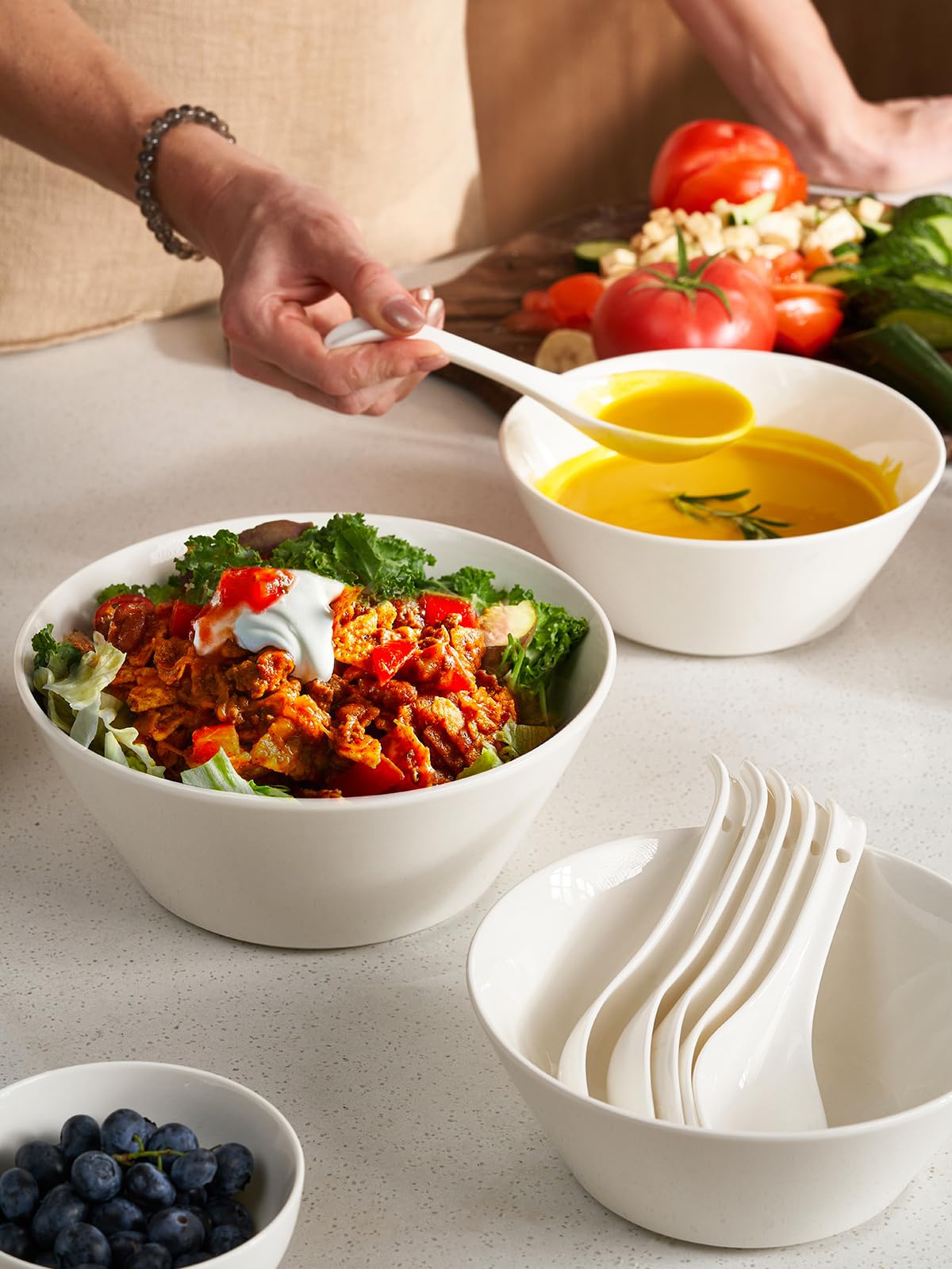 White Ceramic Soup Bowls Set of 4 M901