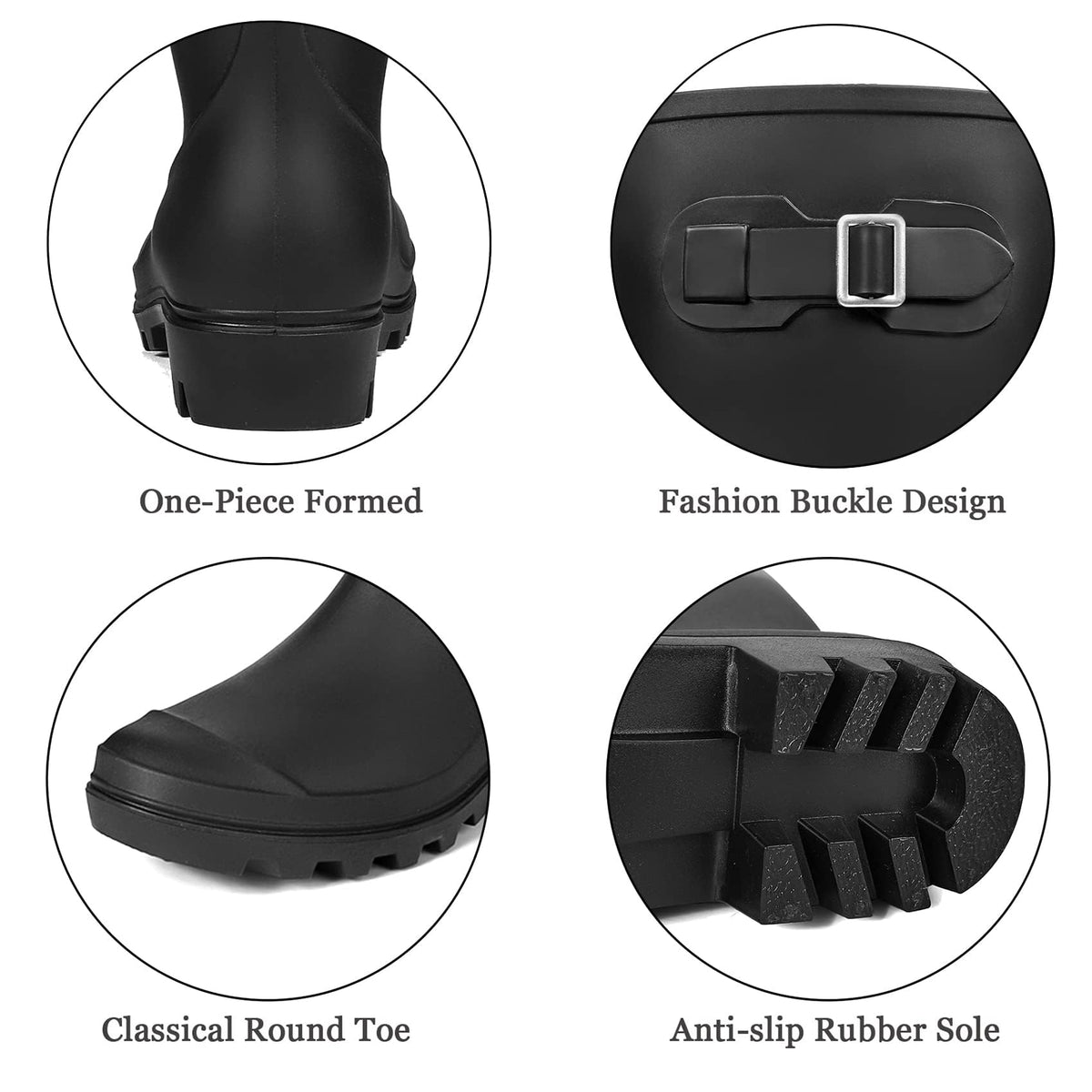 Women's Tall Waterproof Rubber Wide Calf Rain Boots V974320