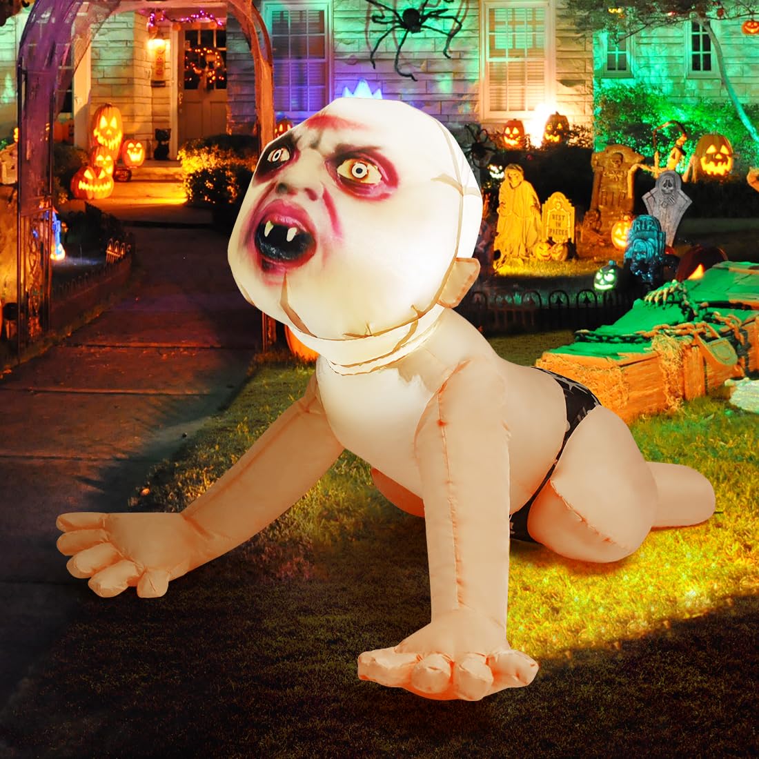 4 FT Inflatable Zombie with Built-in LEDs F3076