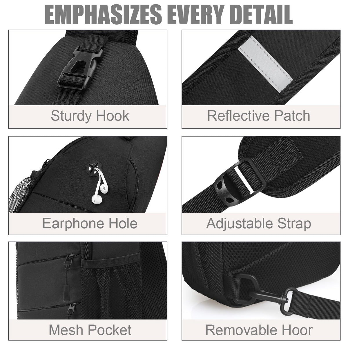 Crossbody Sling Bag with Convertible Shoulder Strap E386693