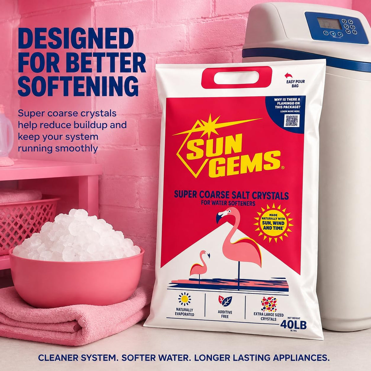 Super Coarse Water Softener Salt Crystals 40 lb M861864