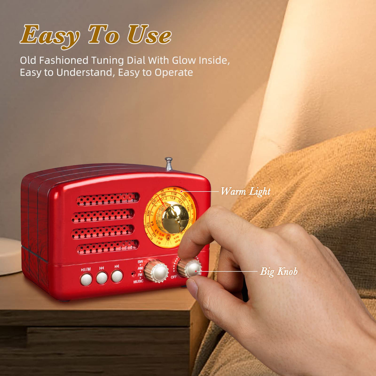Retro Vintage AM FM Radio with Bluetooth Speaker E484765