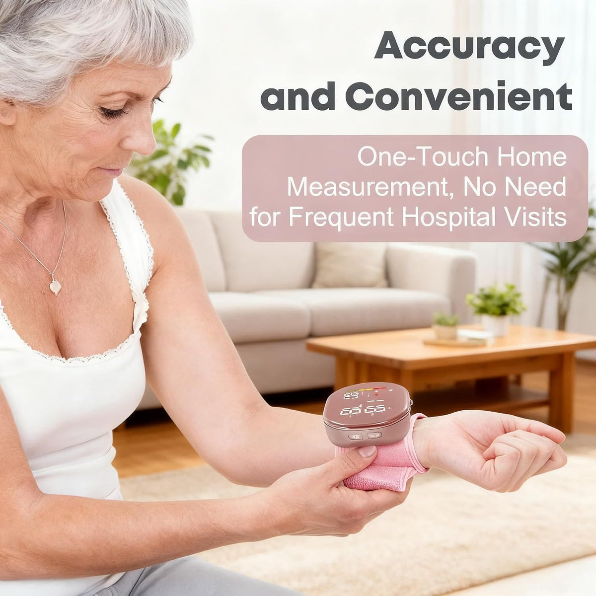 Pink Rechargeable Wrist Blood Pressure Monitor D454