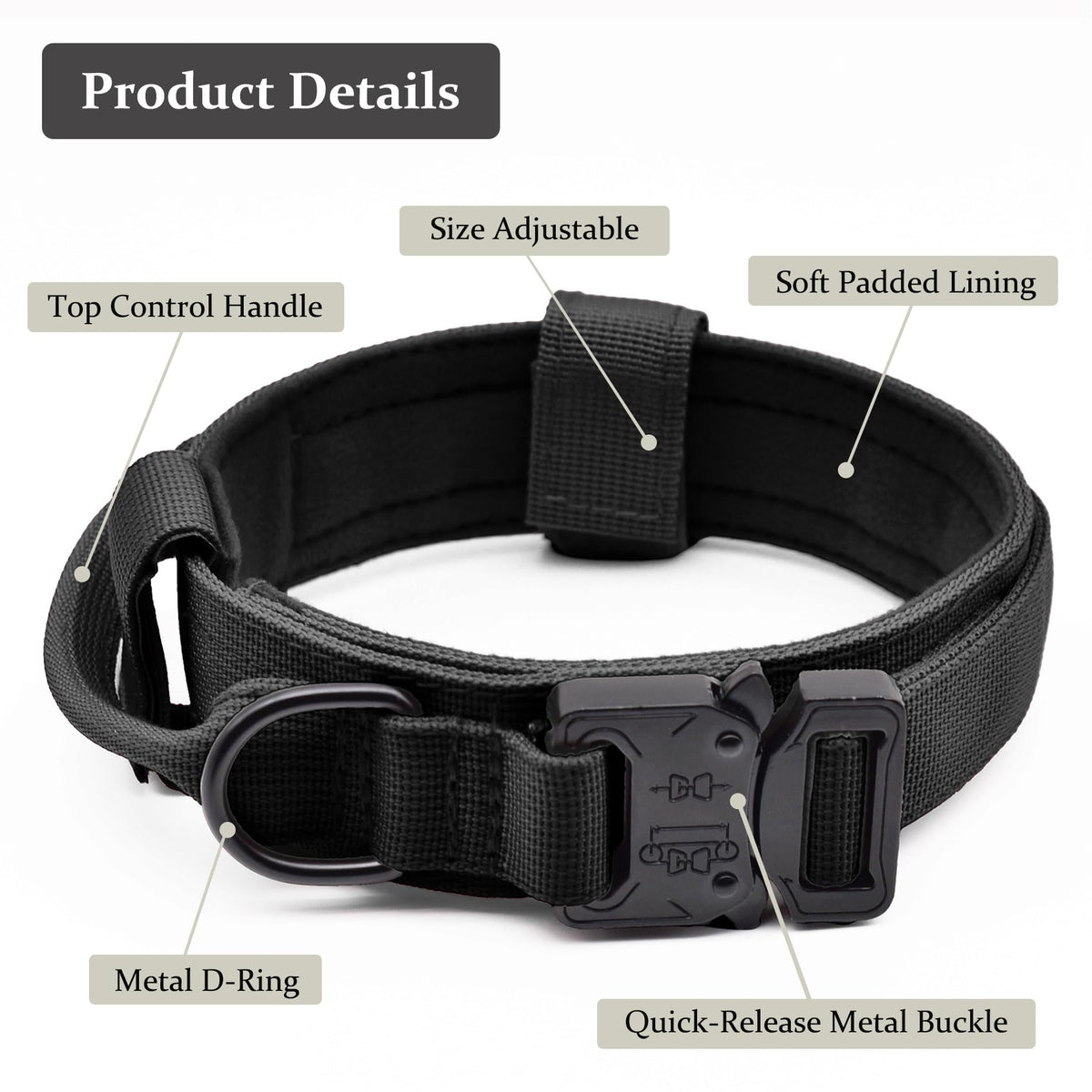Adjustable Nylon Tactical Dog Collar B944799