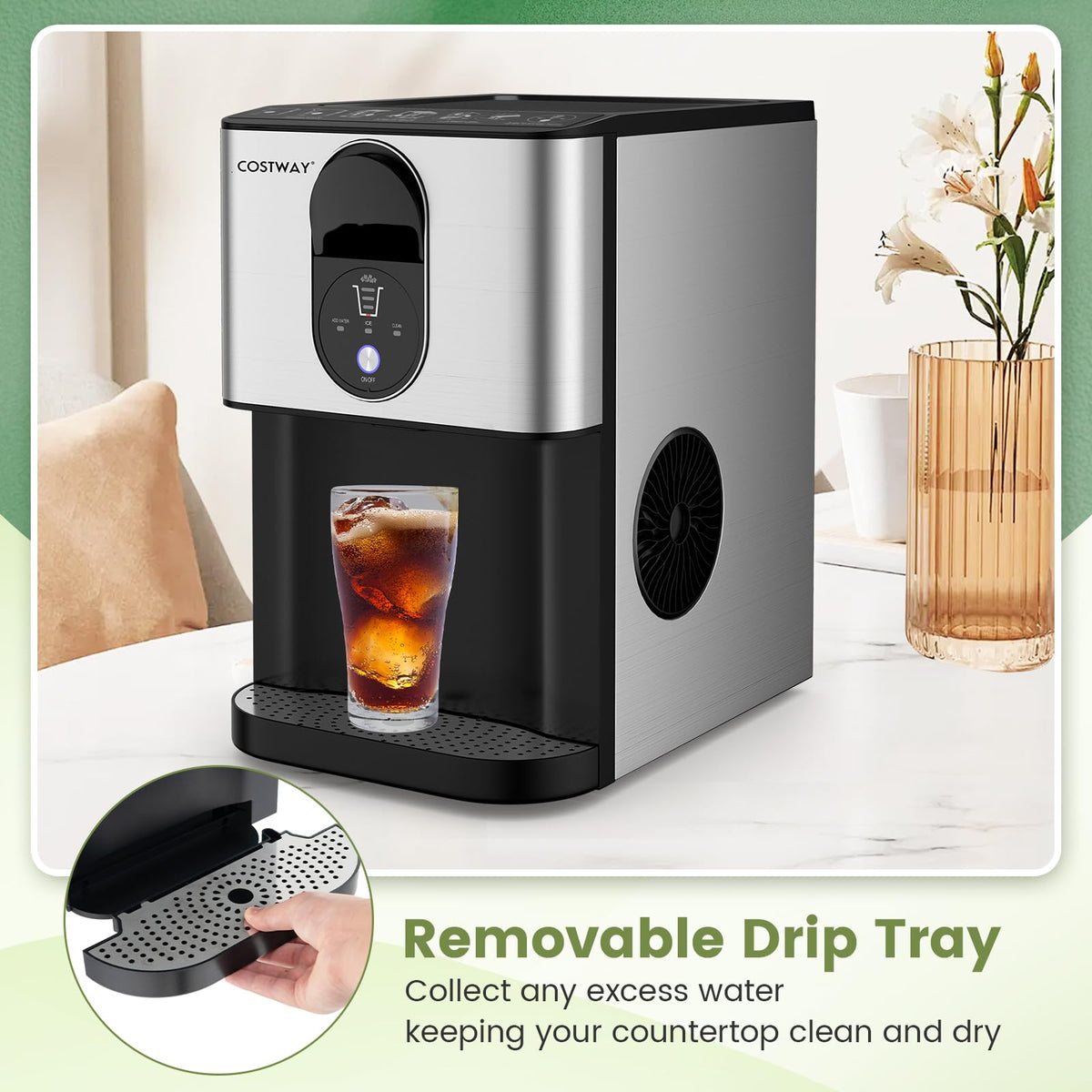 Self Dispensing Nugget Ice Maker Countertop 56Lbs/24H L256