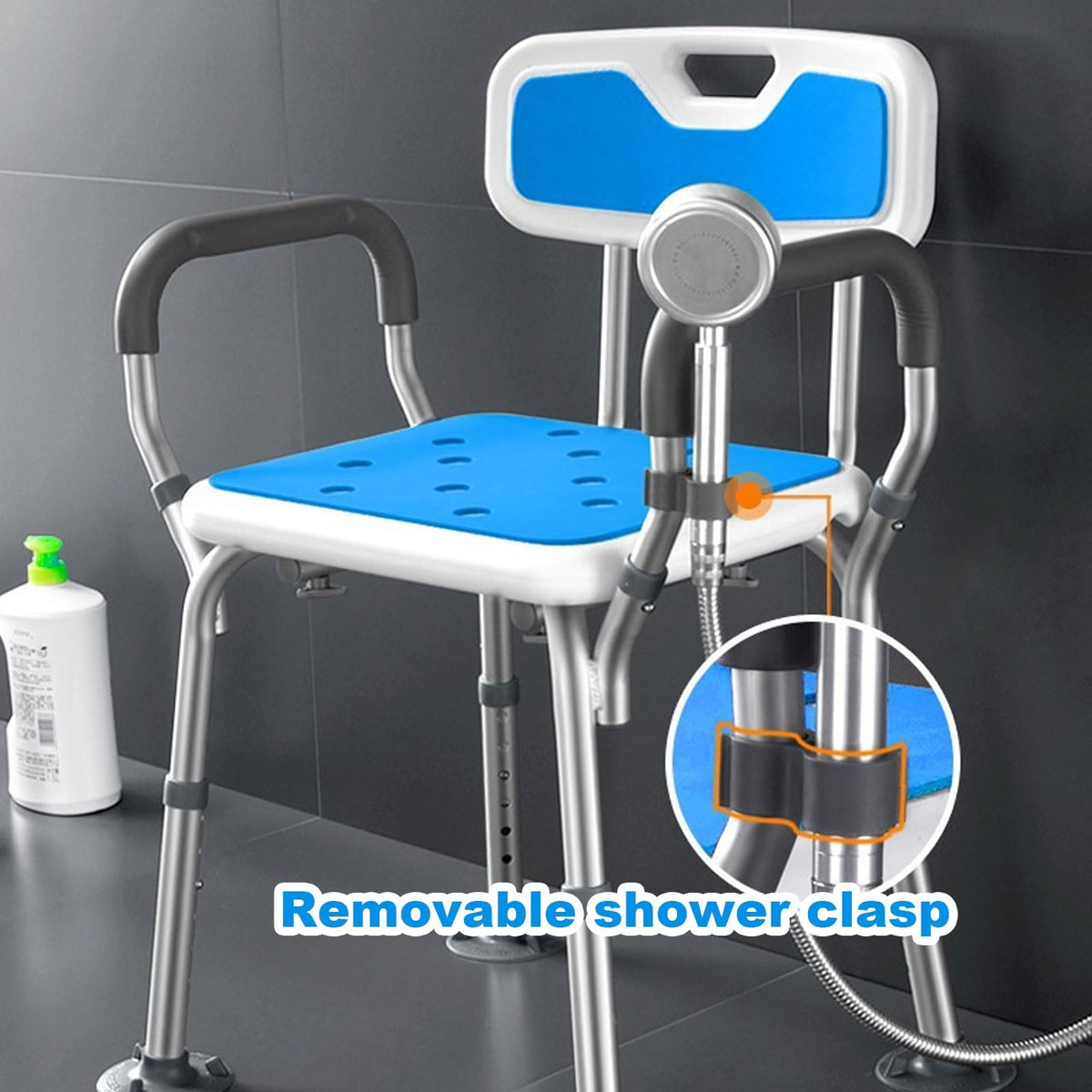 Heavy Duty Shower Chair with Arms Back Padded Adjustable Non-Slip Z593