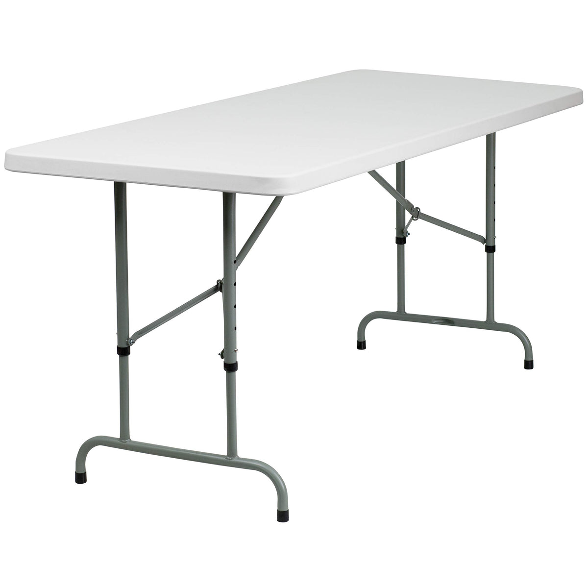 6-Foot Height Adjustable Granite White Plastic Folding Table B303599