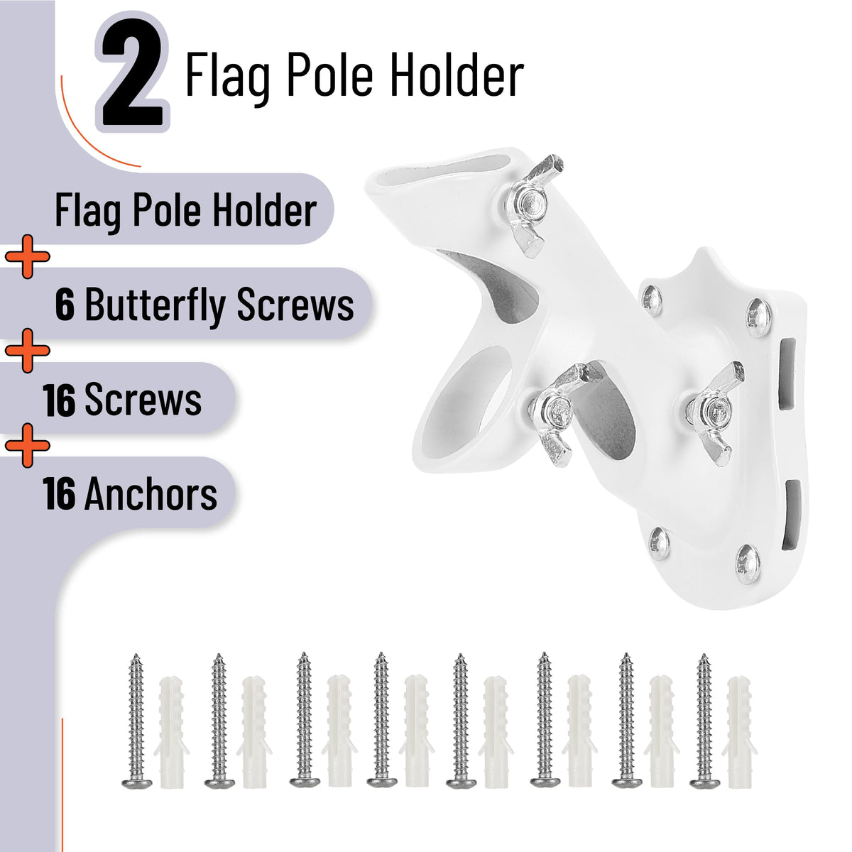 White Adjustable Flag Pole Holder 2 Pack Y3579
