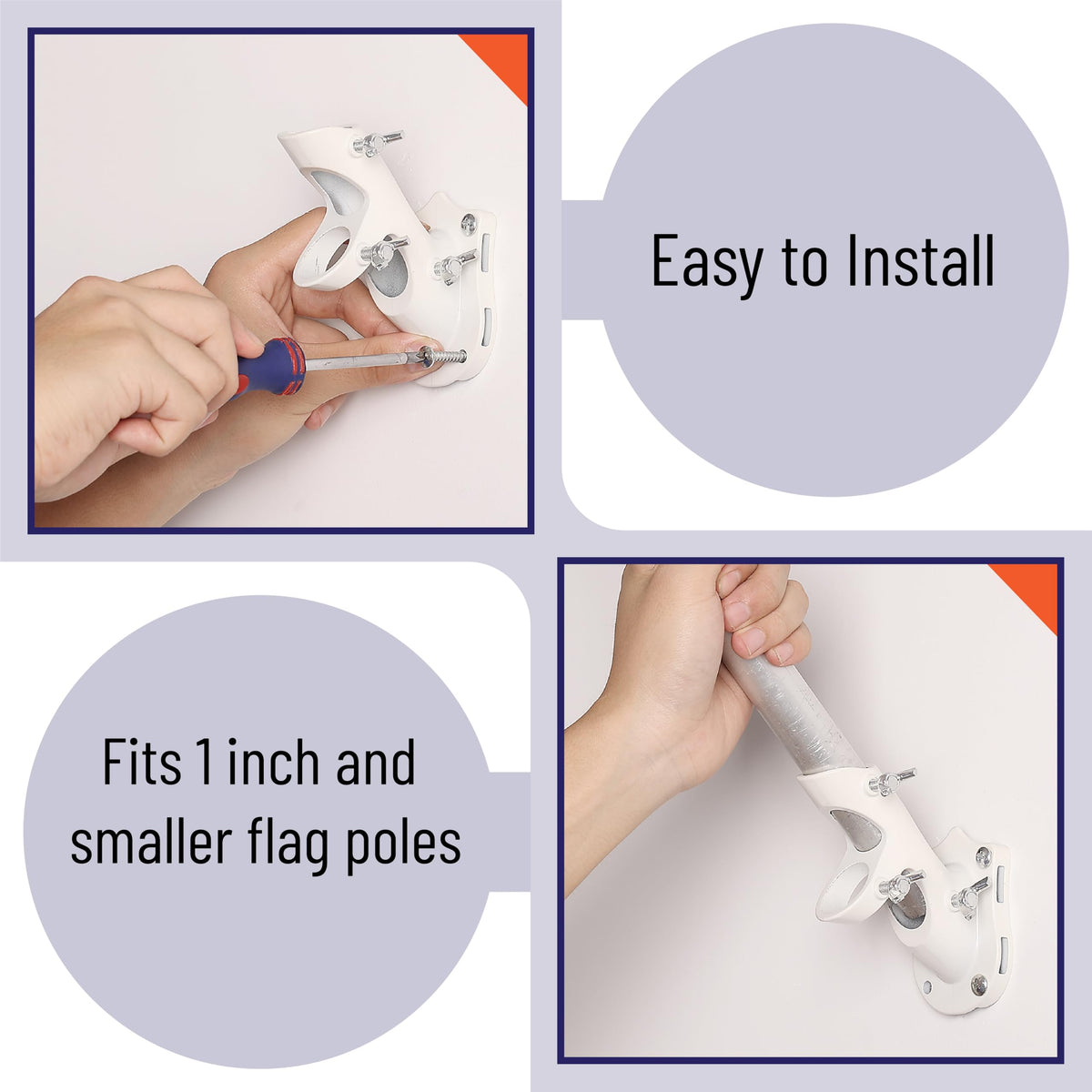 White Adjustable Flag Pole Holder 2 Pack Y3579