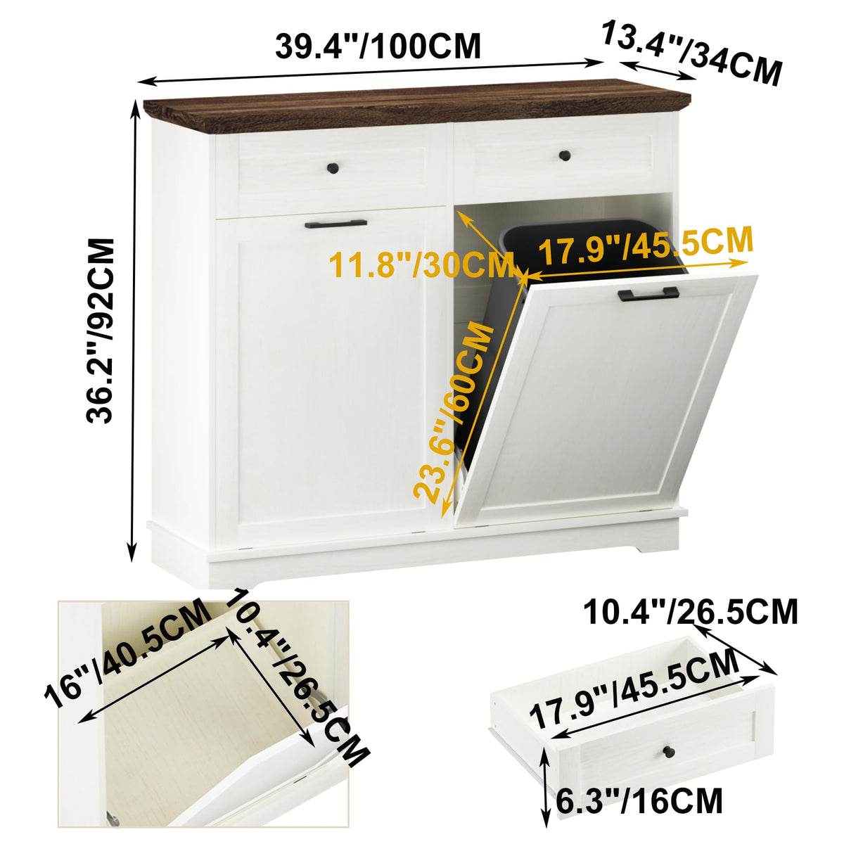 20 Gallon Double Tilt-Out Trash Cabinet S878