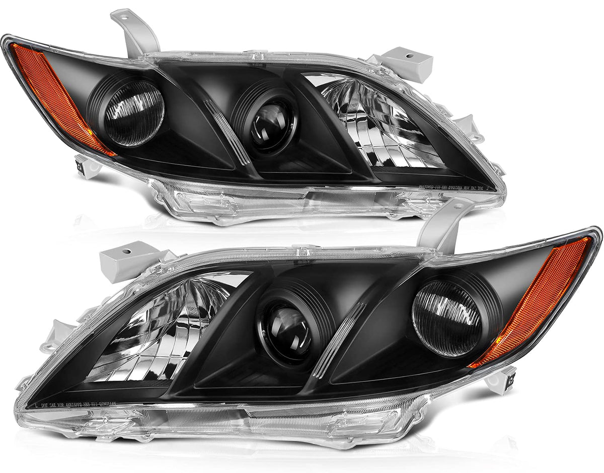 Black Housing Amber Reflector Clear Lens Headlight Assembly Pair L132585