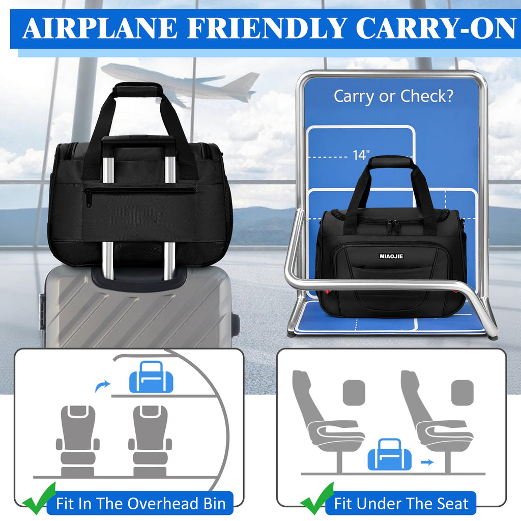 16 IN Black Underseat Carry On Luggage Bag R818