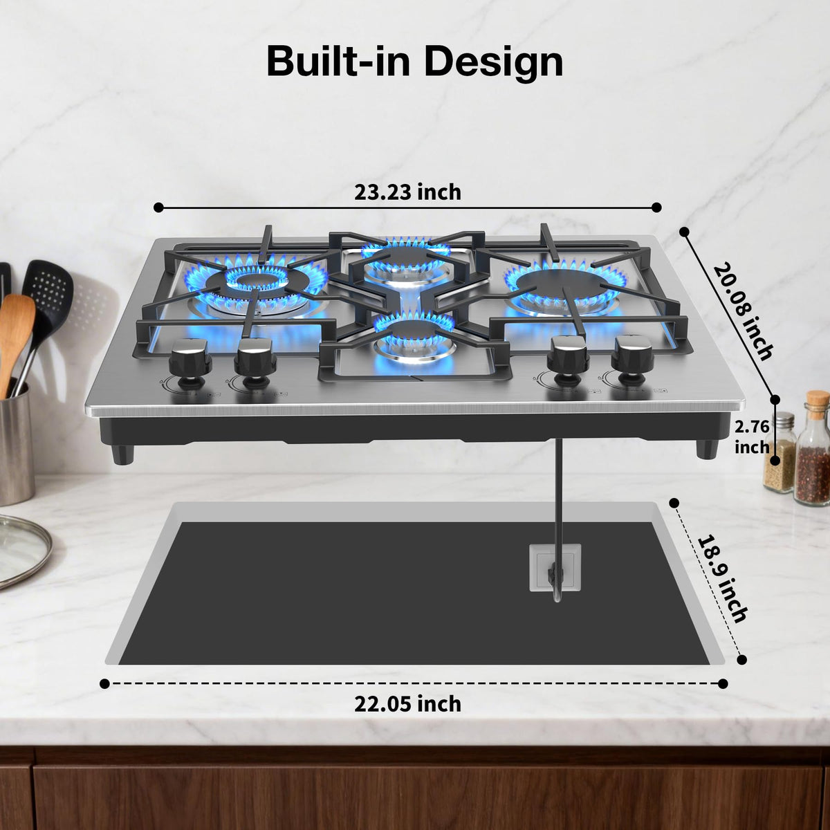 24 Inch 4 Burner Stainless Steel Gas Cooktop G219881