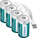 D Size Rechargeable Lithium Batteries with USB-C Charging Cable B472238