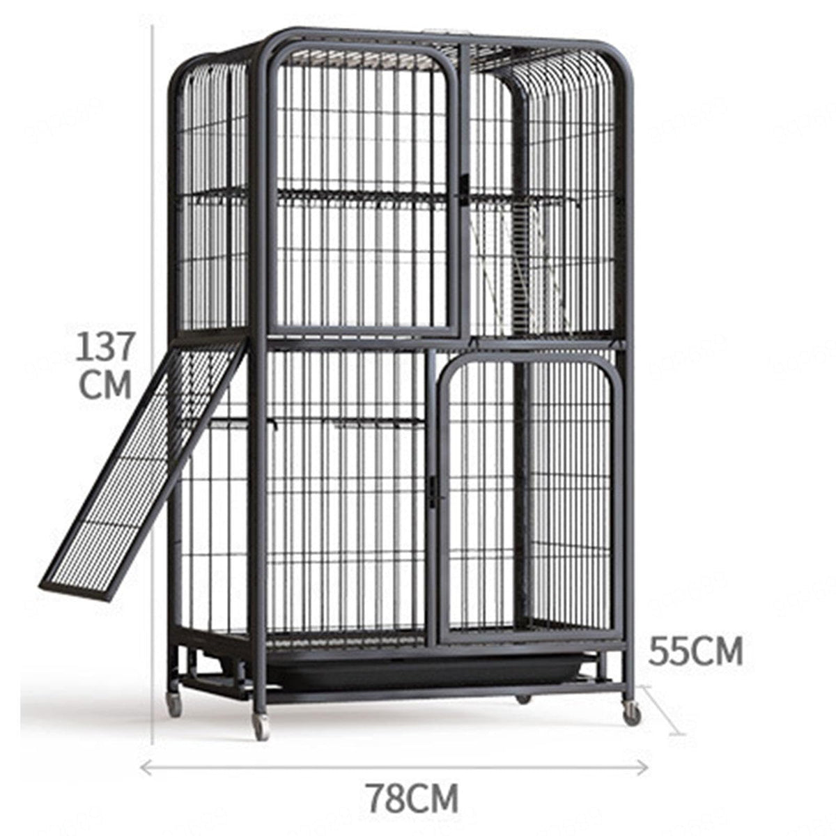 Small Animal Cage with Hammock, Pull Out Tray, Black U401