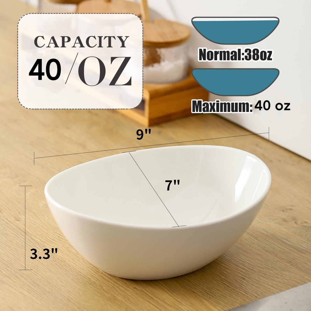 40 OZ Ceramic Salad Bowls Set of 4 X7011