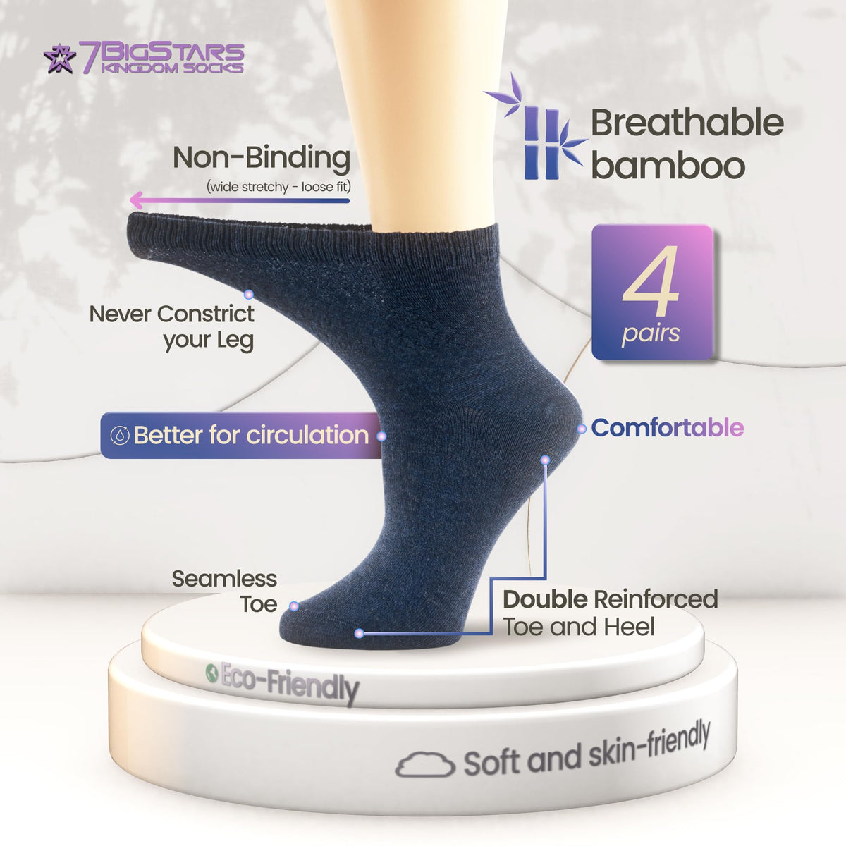 Viscose Bamboo Diabetic Socks 4 Pack U982881