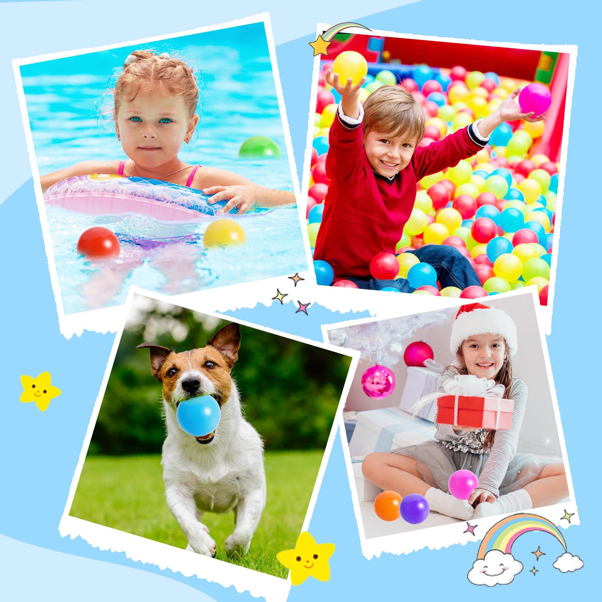 100pcs BPA Free Crush Proof Plastic Ball Pit Balls with Net Bag P99359