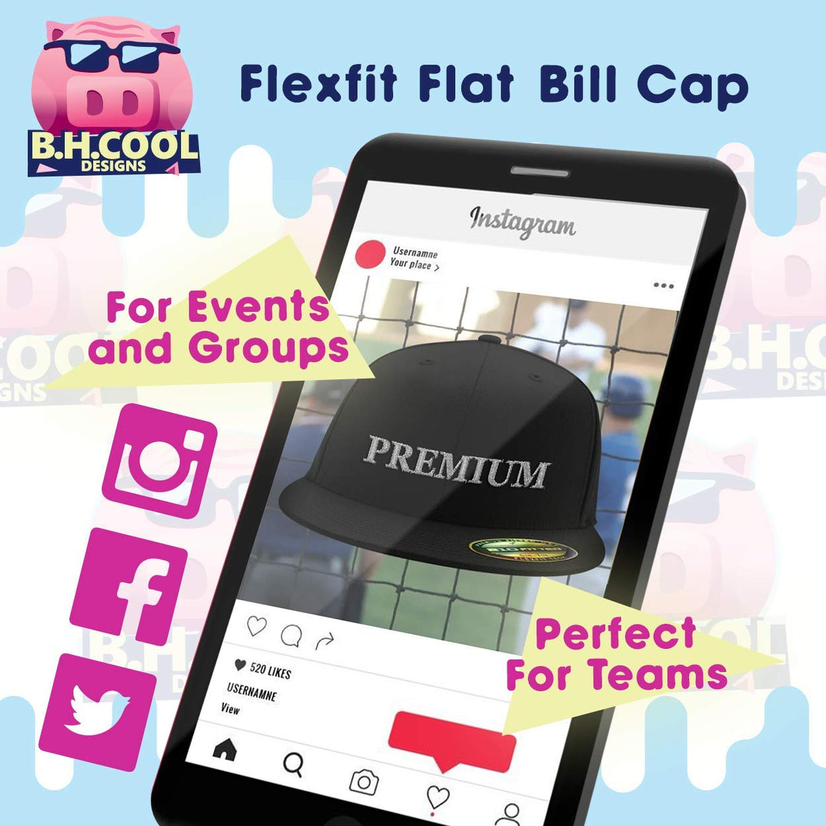 Flat Bill Fitted Hat M457942