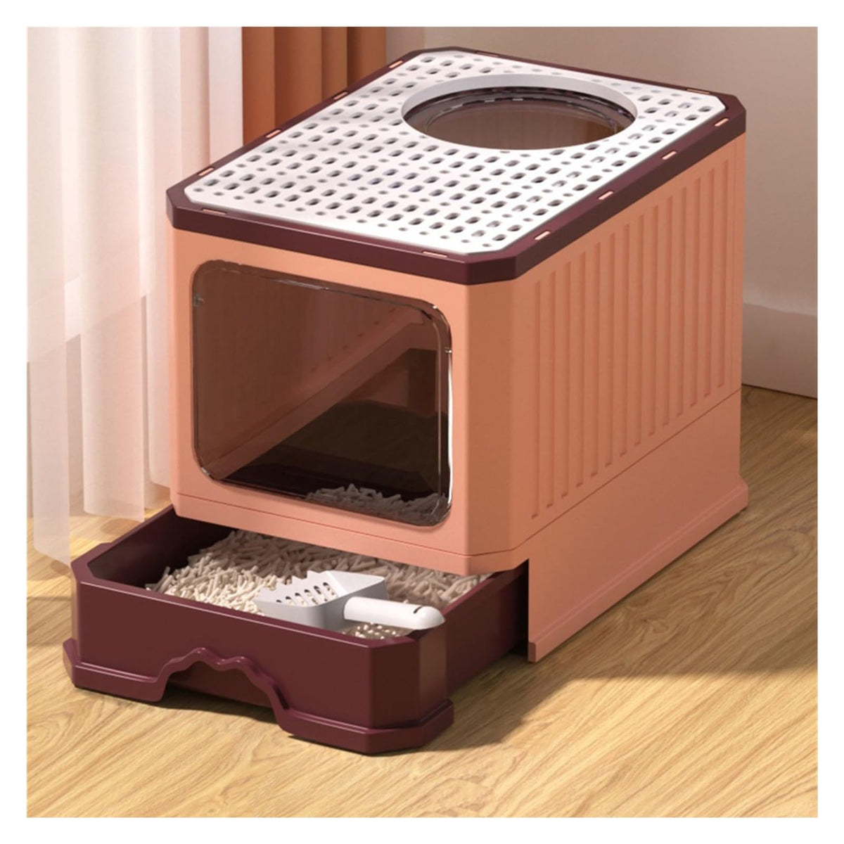 Foldable Cat Litter Box with Lid and Scoop Z7775