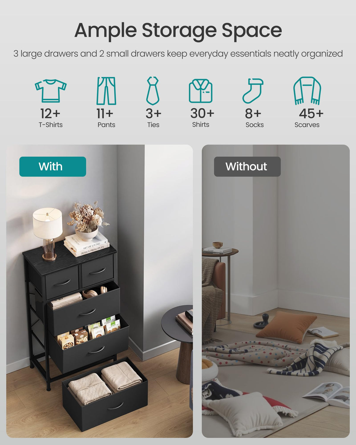 Tall Dresser with 5 Fabric Drawers L8774