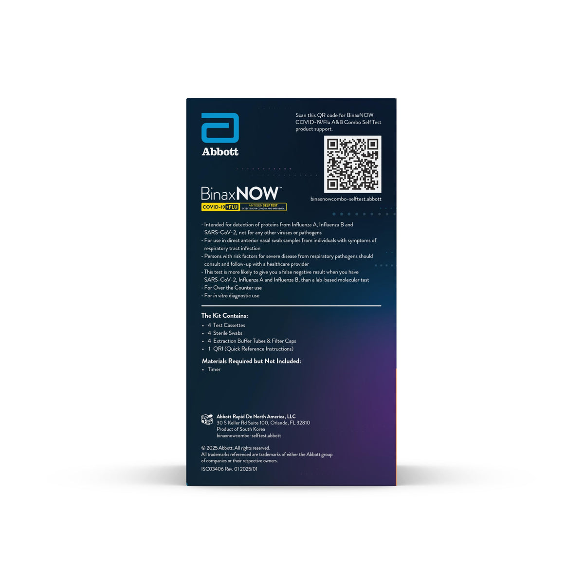 COVID-19/Flu A&B Combo Self Test, 4 Tests N35271