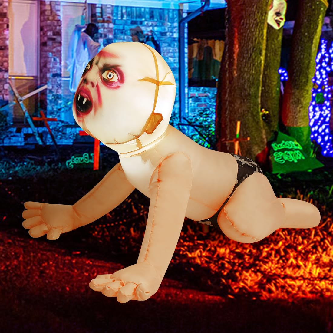 4 FT Inflatable Zombie with Built-in LEDs F3076