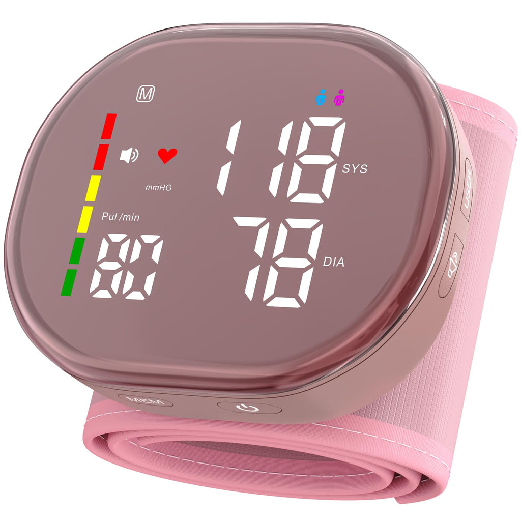Pink Rechargeable Wrist Blood Pressure Monitor D454