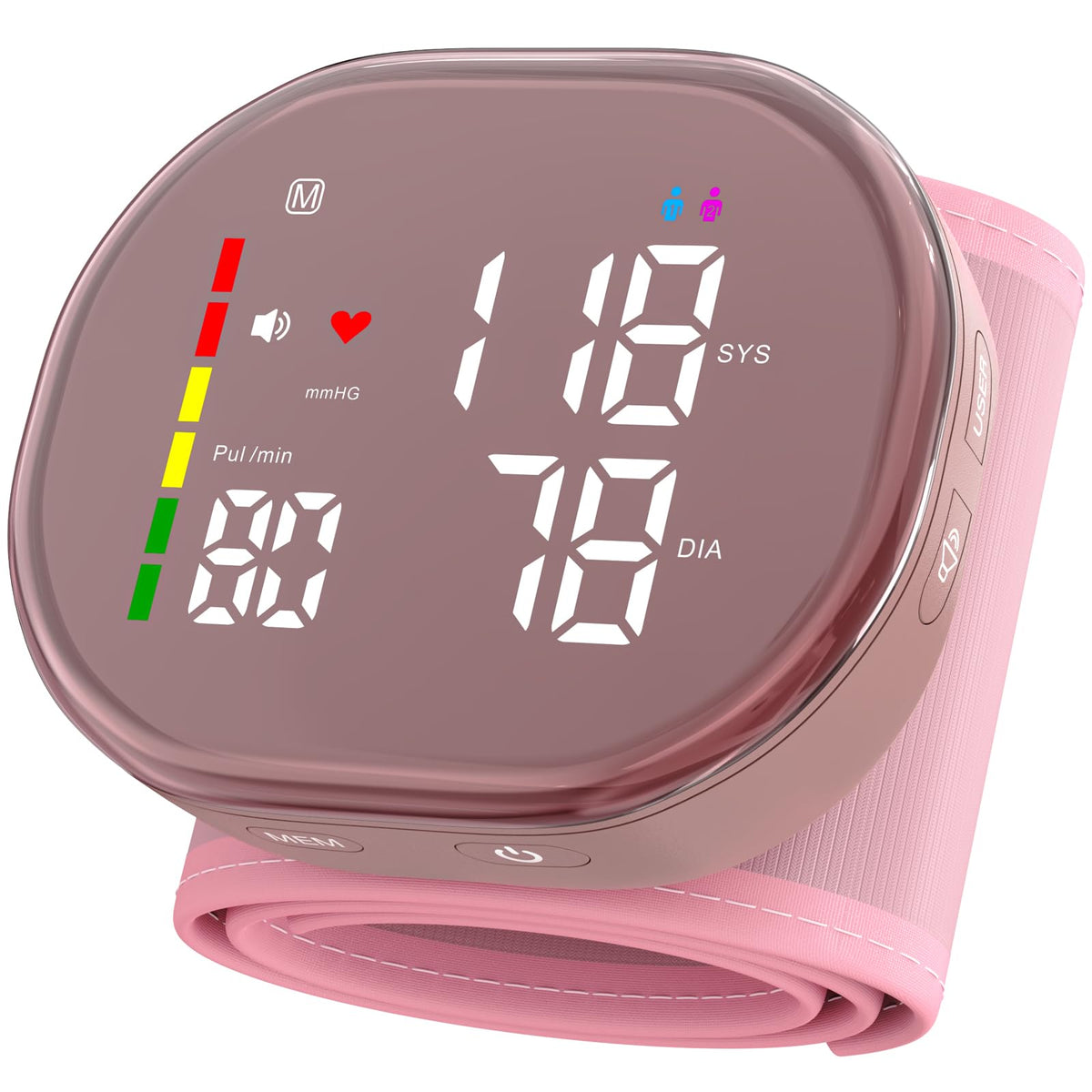 Pink Rechargeable Wrist Blood Pressure Monitor D454